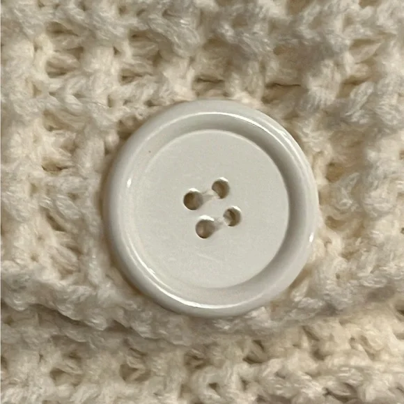 Cream white Button-Up Women's knit crochet Sweater - Picture 11 of 14